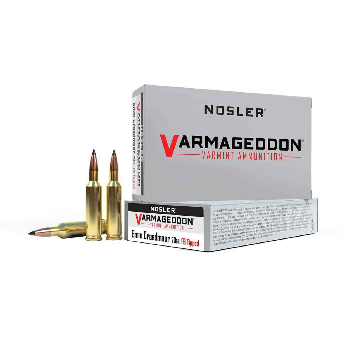 Nosler Varmageddon 6mm Creedmoor 70gr FB Tipped Rifle Ammo - 20 Rounds Nosler Varmageddon 6mm Creedmoor 70gr FB Tipped Rifle Ammo - 20 Rounds