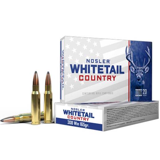 Nosler Whitetail Country 308 Winchester 165gr Solid Base Rifle Ammo Ammo - 20 Rounds 20 Rounds Ammo