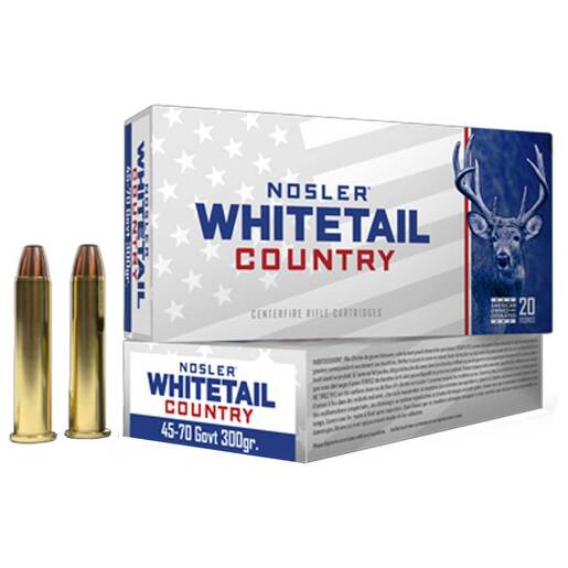 Nosler Whitetail Country 45-70 Government 300gr Straight Wall Rifle Ammo Ammo - 20 Rounds 20 Rounds Ammo