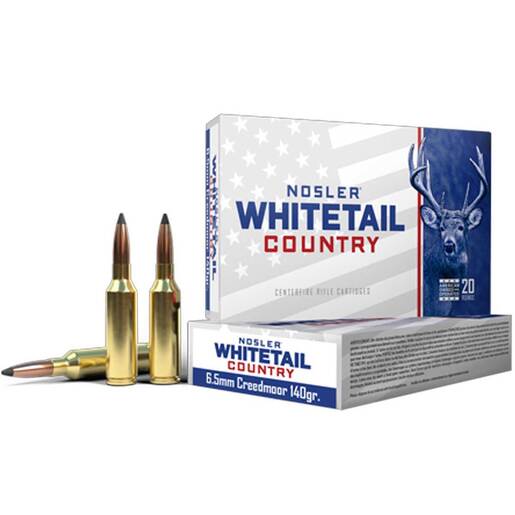 Nosler Whitetail Country 6.5 Creedmoor 140gr Solid Base Rifle Ammo Ammo - 20 Rounds 20 Rounds Ammo