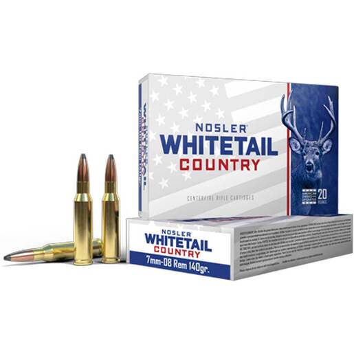 Nosler Whitetail Country 7mm-08 Remington 140gr Solid Base Rifle Ammo Ammo - 20 Rounds 20 Rounds Ammo