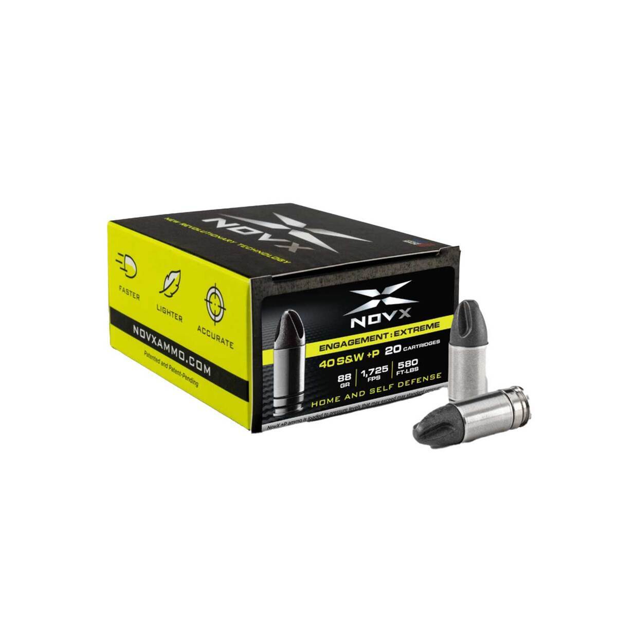 NovX Engagement:Extreme 40 S&W +P 88gr Poly Tip Handgun Ammo - 20 Rounds NovX Engagement:Extreme 40 S&W +P 88gr Poly Tip Handgun Ammo - 20 Rounds