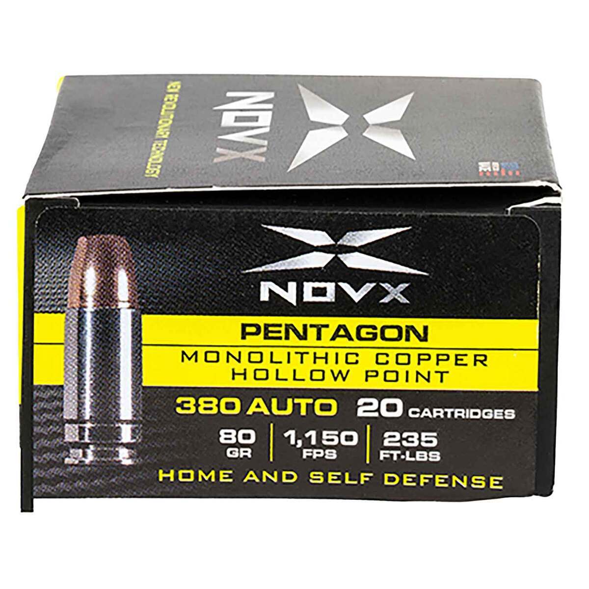 NovX Pentagon 380 Auto (ACP) 80Gr MCHP Handgun Ammo - 20 Rounds NovX Pentagon 380 Auto (ACP) 80Gr MCHP Handgun Ammo - 20 Rounds