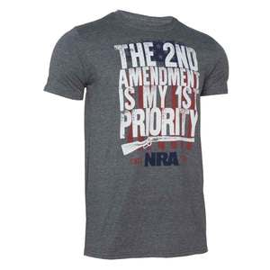 NRA Men's 2nd Amendment 1st Priority Short Sleeve Shirt - Gray - XL