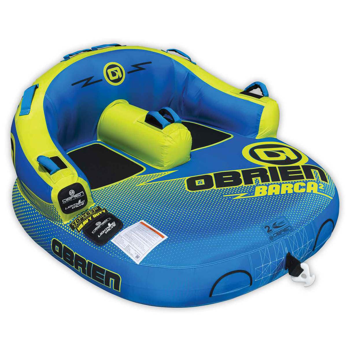 O'Brien Barca 2 2-Person Towable Tube - Blue/Yellow O'Brien Barca 2 2-Person Towable Tube - Blue/Yellow