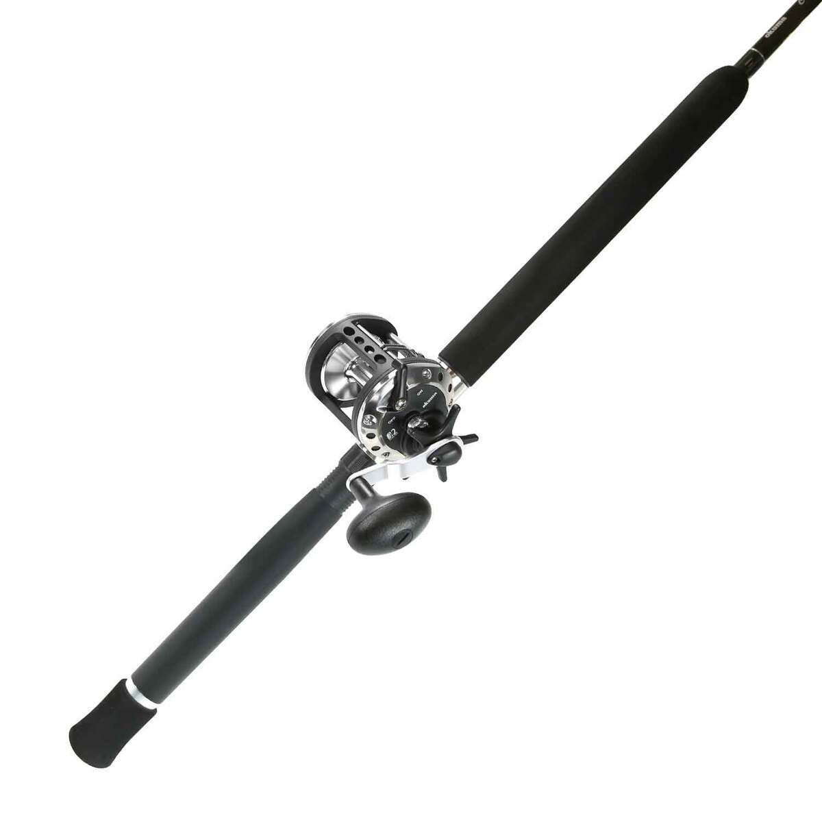 Okuma Celilo Specialty Halibut Trolling Rod and Reel Combo - 5ft 6in, Heavy Power, 1pc - Olive Black Silver Okuma Celilo Specialty Halibut Trolling Rod and Reel Combo - 5ft 6in, Heavy Power, 1pc - Olive Black Silver