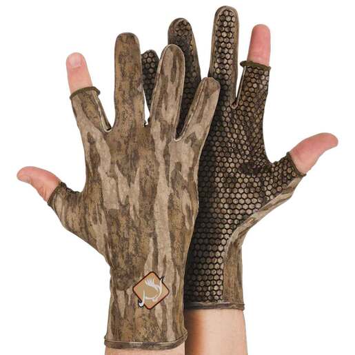 Ol' Tom Men's Mossy Oak Bottomland Performance Stretch-Fit Shooter Turkey Gloves - Mossy Oak Bottomland S/M