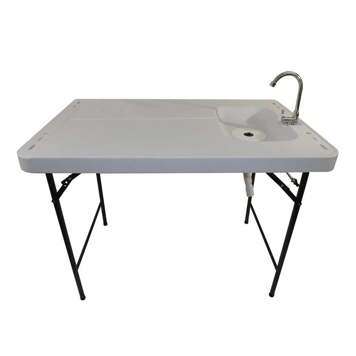 Old Cedar Outfitters 2 Man Cleaning Station with Folding Faucet - Stainless Steel Legs - Grey 48 x 30 x 37.2 in Old Cedar Outfitters 2 Man Cleaning Station with Folding Faucet - Stainless Steel Legs - Grey 48 x 30 x 37.2 in
