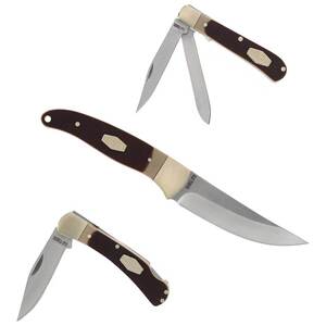 Old Timer 3 Piece Fixed Blade and Folding Knives Combo Knife Set