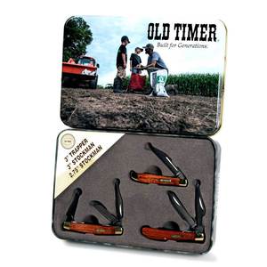 Old Timer 3 piece Rosewood Knife Combo Gift Tin Set