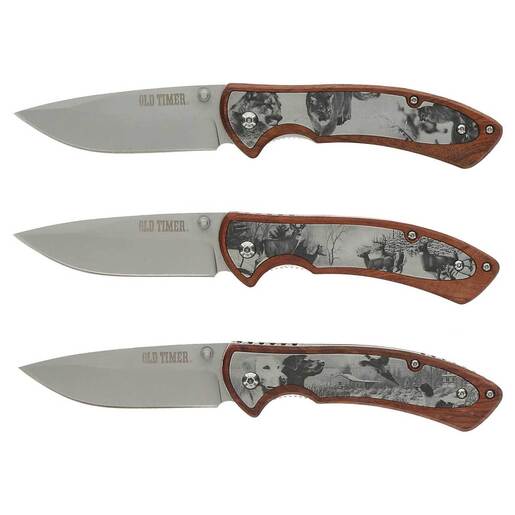 Old Timer Wildlife 2.2 inch Folding Knife Set – Brown