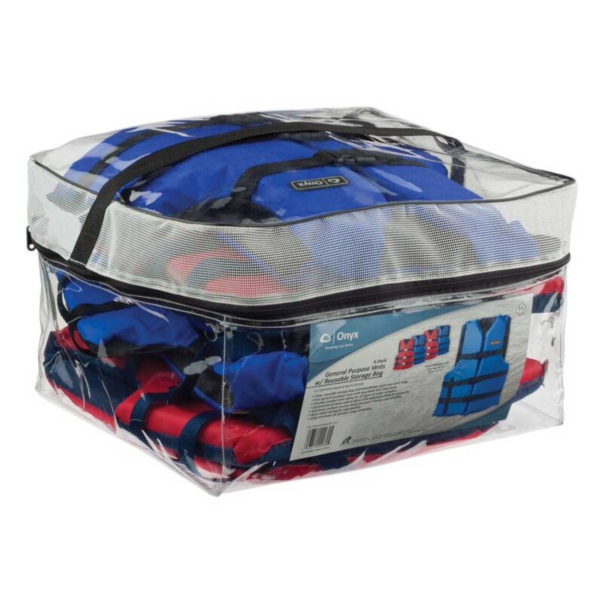Onyx Adult General Purpose Life Jacket - 4 Pack - Blue & Red Universal Onyx Adult General Purpose Life Jacket - 4 Pack - Blue & Red Universal