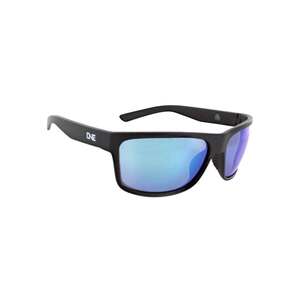 Optic Nerve Guardian Polarized Sunglasses - Matte Black With Black Rubber/Polarized Smoke With Blue Mirror Lens