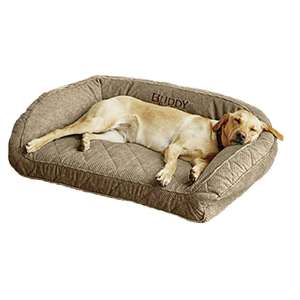Orvis Memory Foam Bolster Brown Tweed Dog Bed - 40in x 26½ in