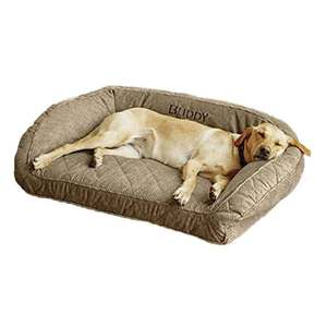 Orvis Memory Foam Bolster Brown Tweed Dog Bed - 44in x 31in
