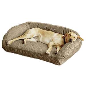 Orvis Memory Foam Bolster Brown Tweed Dog Bed - 50in x 37in