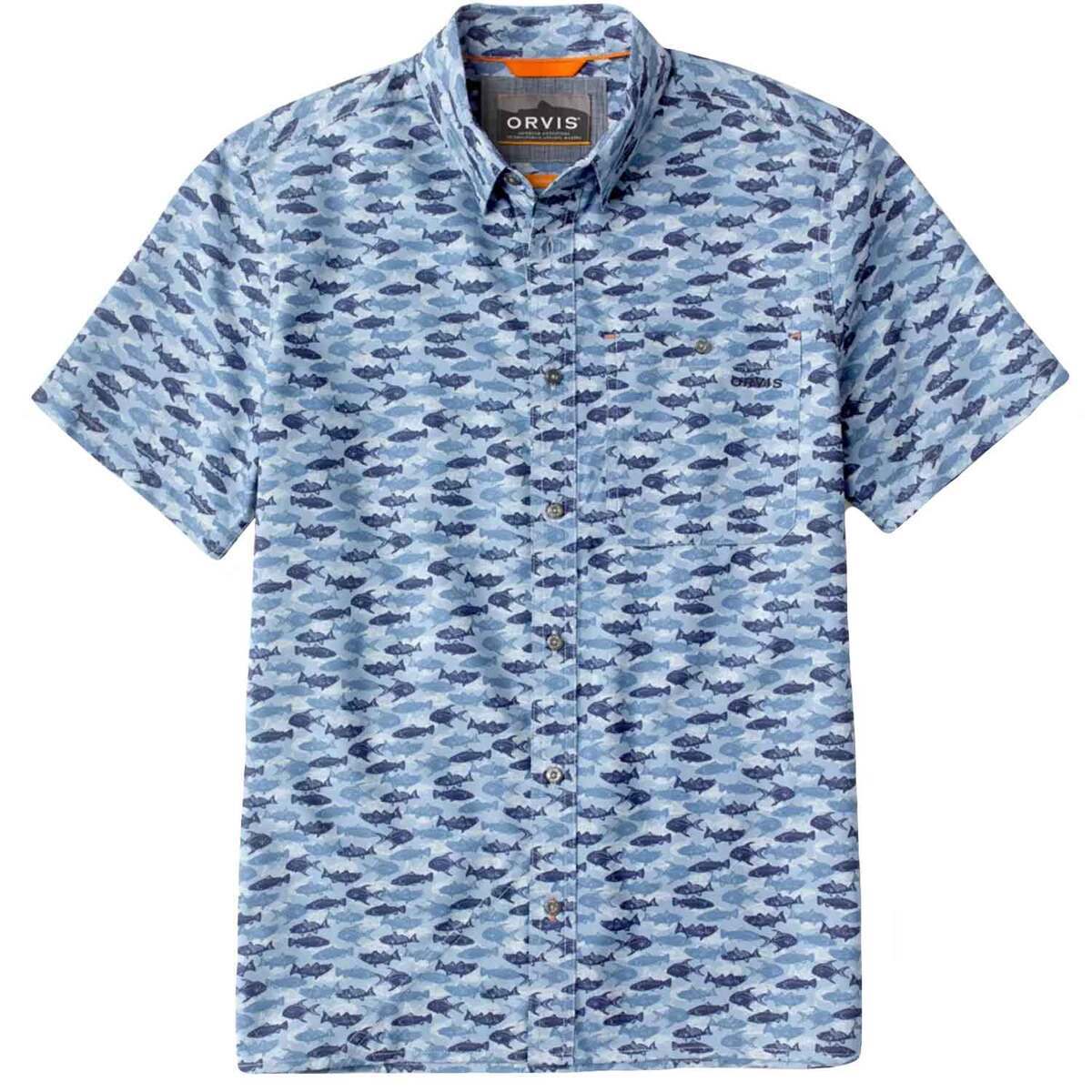 Orvis Men's Printed Tech Chambray Short Sleeve Work Shirt Orvis Men's Printed Tech Chambray Short Sleeve Work Shirt