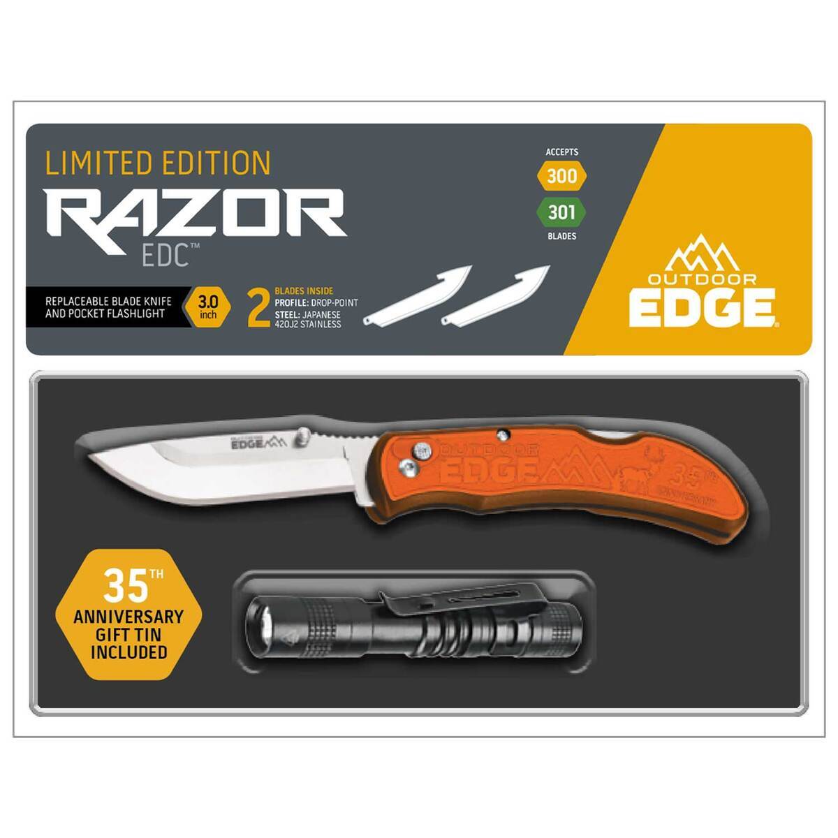 Outdoor Edge Limited Edition Razor Folding Knife with Flashlight Set ...