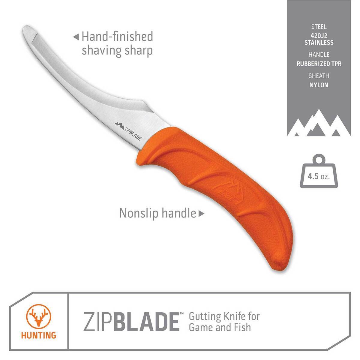 Outdoor Edge ZipBlade 4 inch Fixed Blade - Orange - Orange Outdoor Edge ZipBlade 4 inch Fixed Blade - Orange - Orange