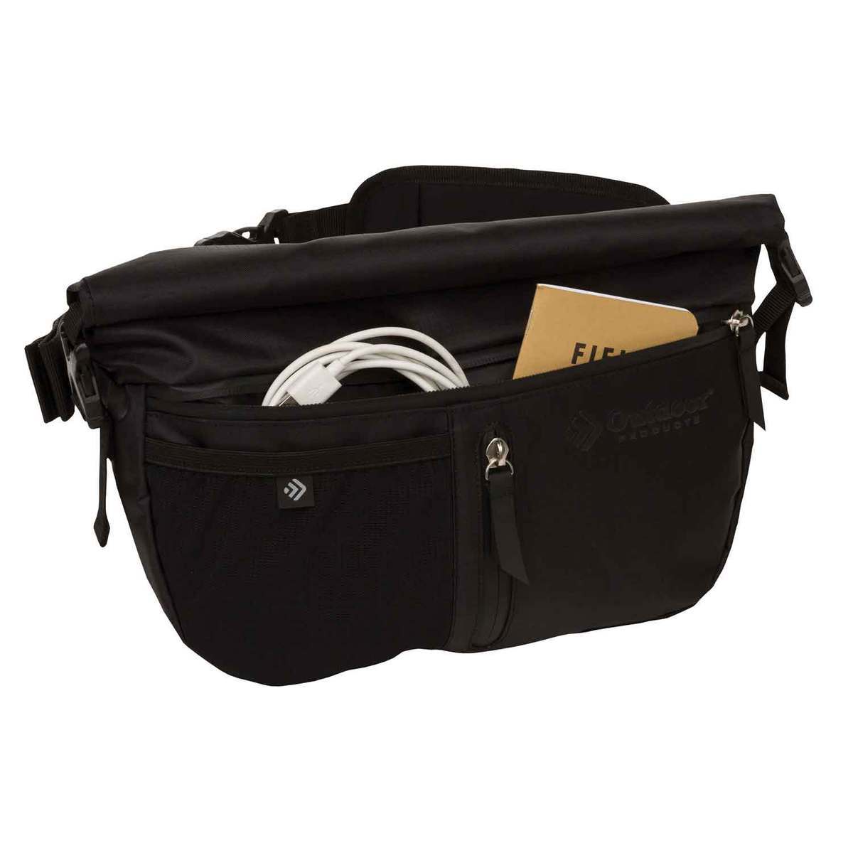 Outdoor Products 6 Liter Zion Roll-Top Dry Sling Waist Pack - Black - Black Outdoor Products 6 Liter Zion Roll-Top Dry Sling Waist Pack - Black - Black