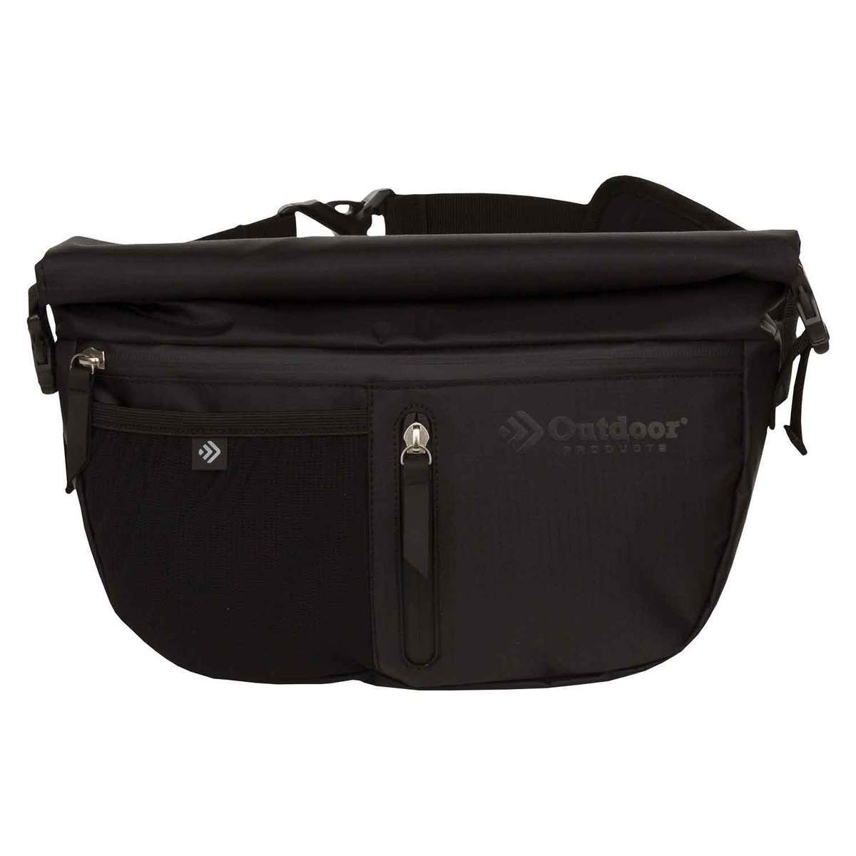 Outdoor Products 6 Liter Zion Roll-Top Dry Sling Waist Pack - Black - Black Outdoor Products 6 Liter Zion Roll-Top Dry Sling Waist Pack - Black - Black