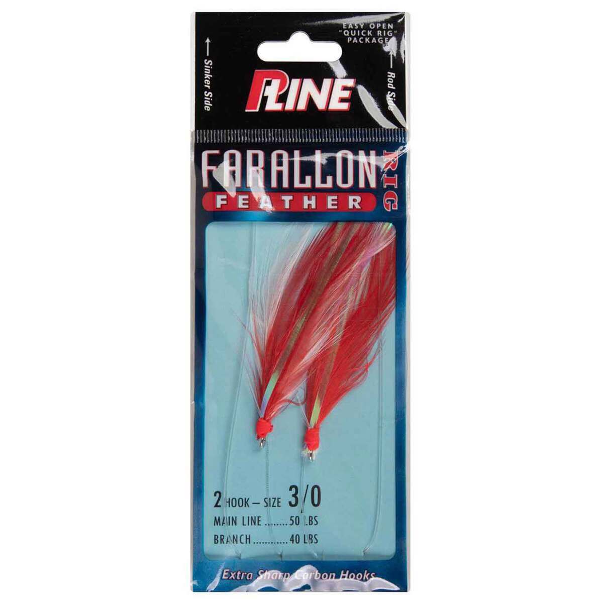 P-Line Farallon Feather Saltwater Trolling Rig - Red/White, 3/0, 2pk ...