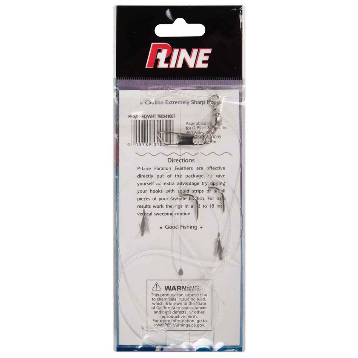 P-Line Farallon Feather Saltwater Trolling Rig - Red/White, 5/0, 2pk ...