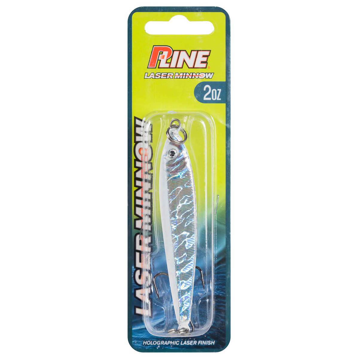 P-Line Laser Minnow Jigging Spoon - Silver Glow, 2oz - Silver Glow P-Line Laser Minnow Jigging Spoon - Silver Glow, 2oz - Silver Glow