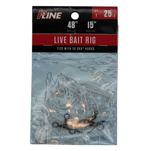 P-Line Live Bait Rig 25lb with BKK Hooks - 48in Main/15in Drop - Clear 2/0