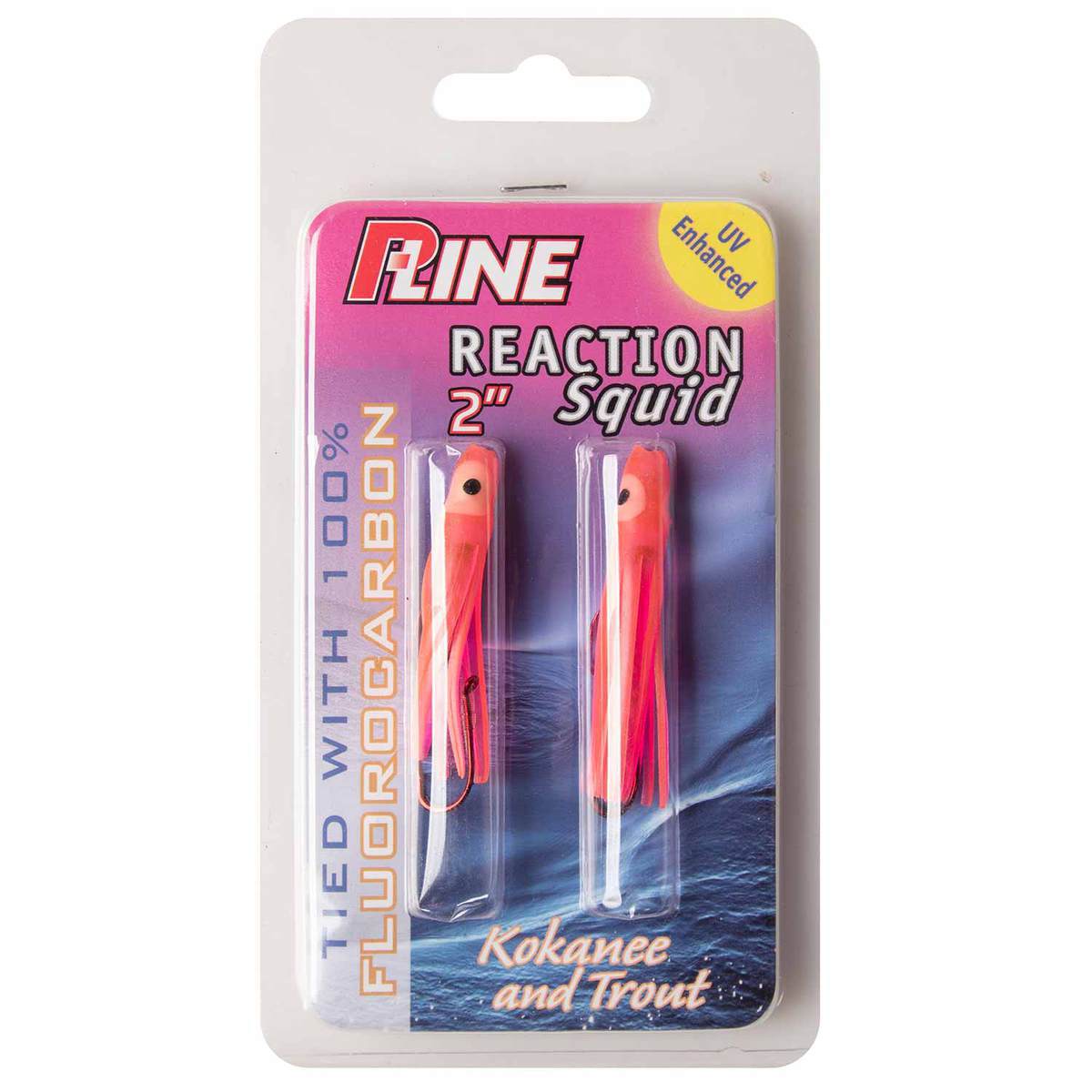 P-Line Reaction Squid Rigged Squid - Pink / Neon / Glow, 2-1/2in - Pink ...