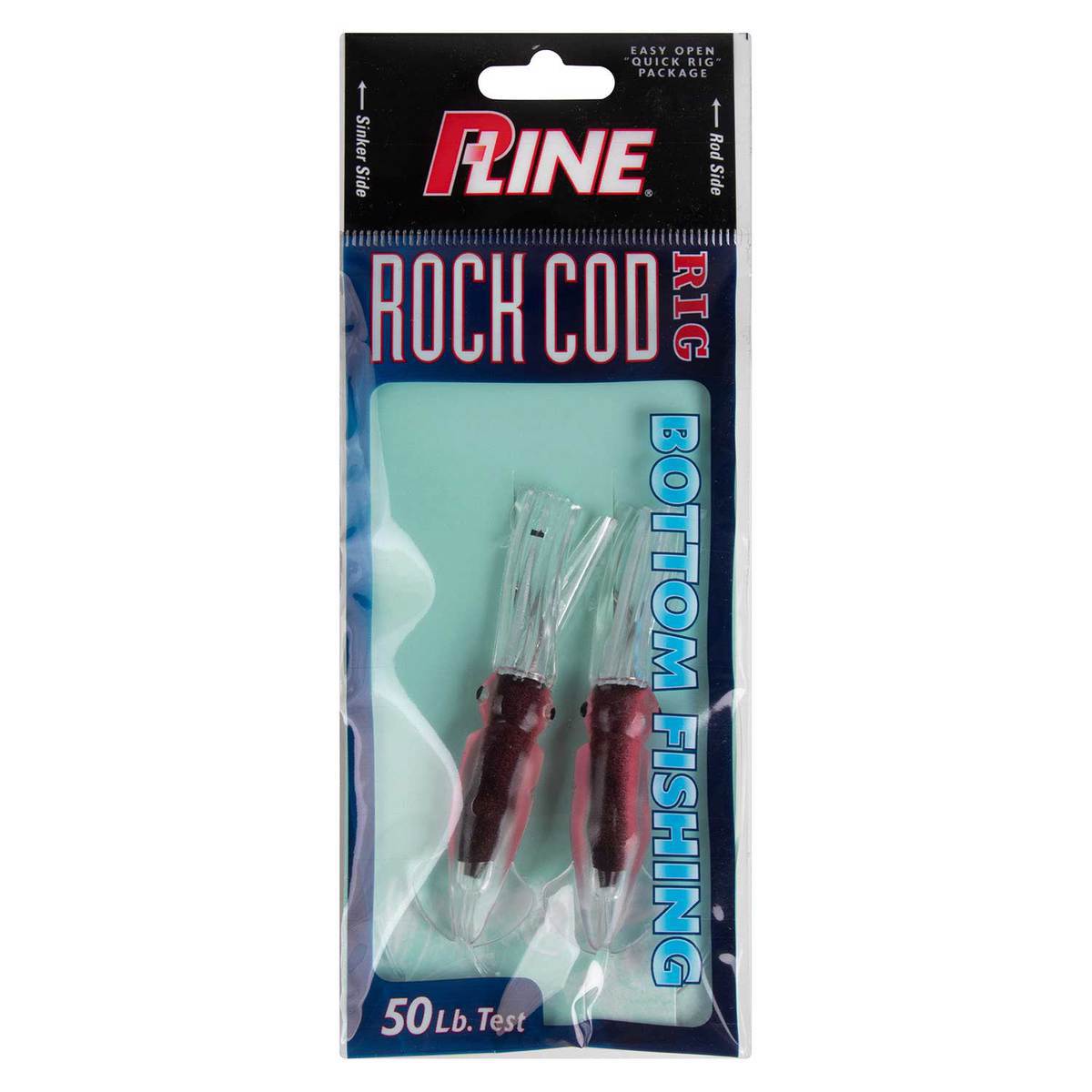 P-Line Rock Cod Rig Rigged Squid - Clear / Pink / Black, 3-1/2in ...