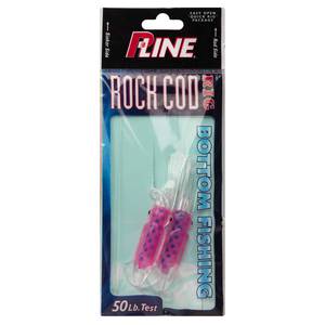 P-Line Rock Cod Rig Rigged Squid - Clear / Pink / Blue, 3-1/2in