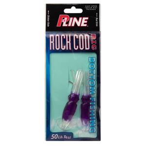 P-Line Rock Cod Rig Rigged Squid - Clear / Purple Glitter, 3-1/2in