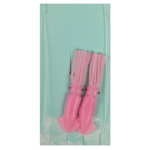 P-Line Rock Cod Rig Rigged Squid - Pink Glow, 3-1/2in