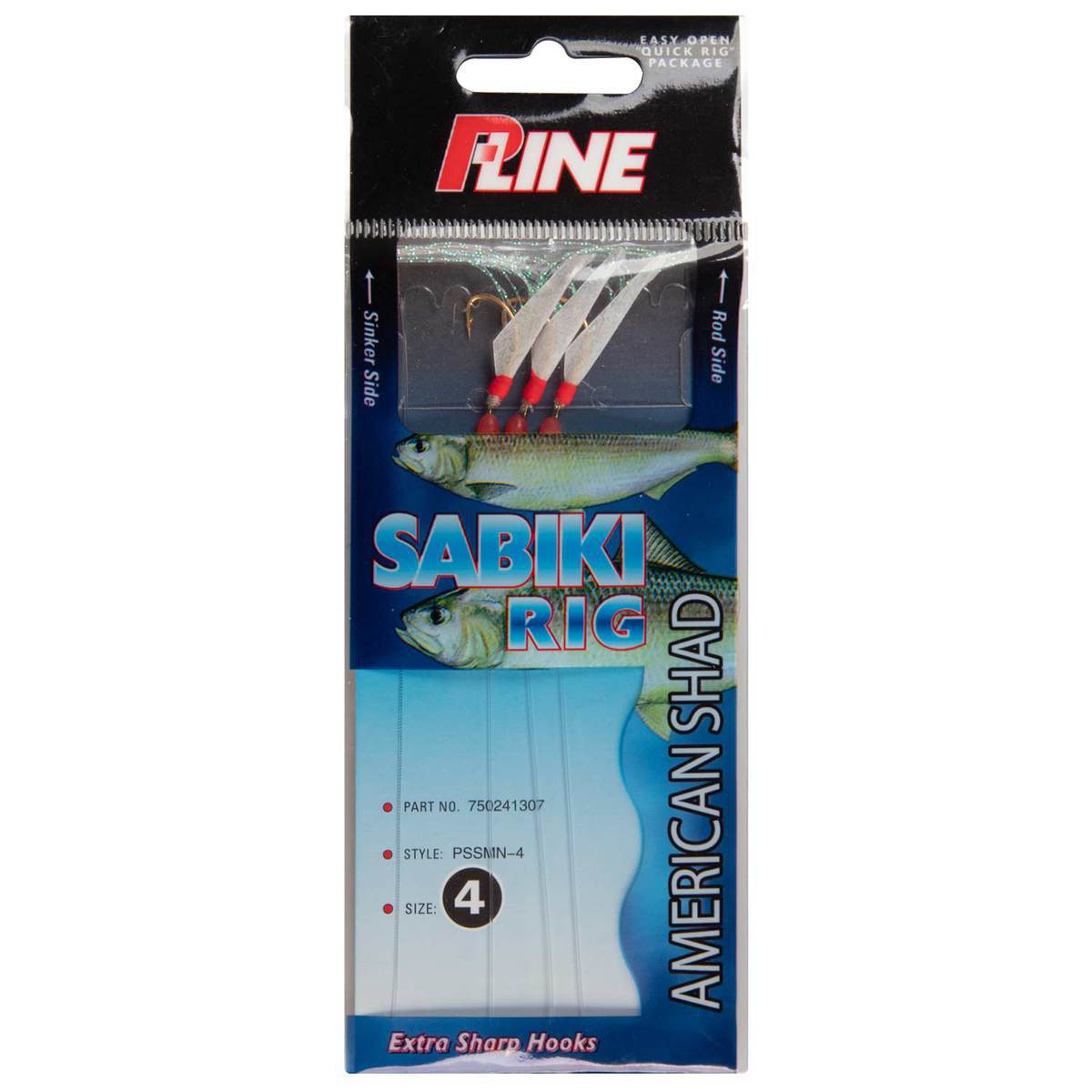 P-Line Shad Sabiki Rig 3-Hook Saltwater Trolling Rig - Natural, Size 4 ...