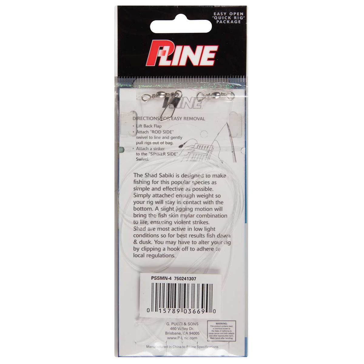 P-Line Shad Sabiki Rig 3-Hook Saltwater Trolling Rig - Natural, Size 4 ...