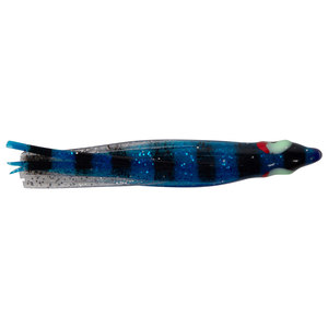 P-Line Squid Squid Skirt - Blue/Clear/Black Stripe/Silver Flake, 2-1/2in, 8pk