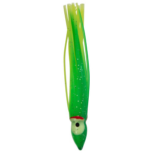P-Line Squid Squid Skirt - Green/Chartreuse/Orange Stripe, 4-1/2in, 5pk