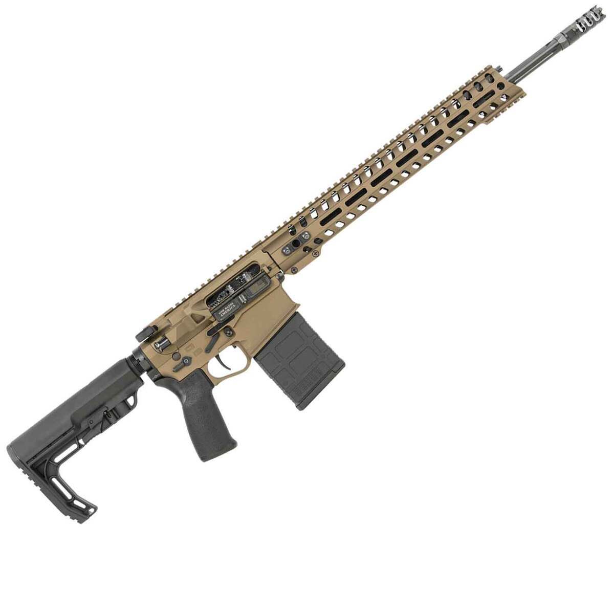 Patriot Ordnance Factory Revolution 308 Winchester 18.5in Burnt Bronze Cerakote Semi Automatic Modern Sporting Rifle - 20+1 Rounds - Brown Patriot Ordnance Factory Revolution 308 Winchester 18.5in Burnt Bronze Cerakote Semi Automatic Modern Sporting Rifle - 20+1 Rounds - Brown