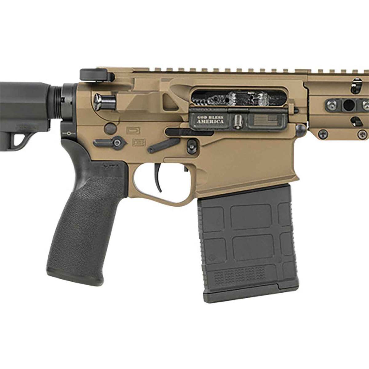 Patriot Ordnance Factory Revolution 308 Winchester 18.5in Burnt Bronze Cerakote Semi Automatic Modern Sporting Rifle - 20+1 Rounds - Brown Patriot Ordnance Factory Revolution 308 Winchester 18.5in Burnt Bronze Cerakote Semi Automatic Modern Sporting Rifle - 20+1 Rounds - Brown