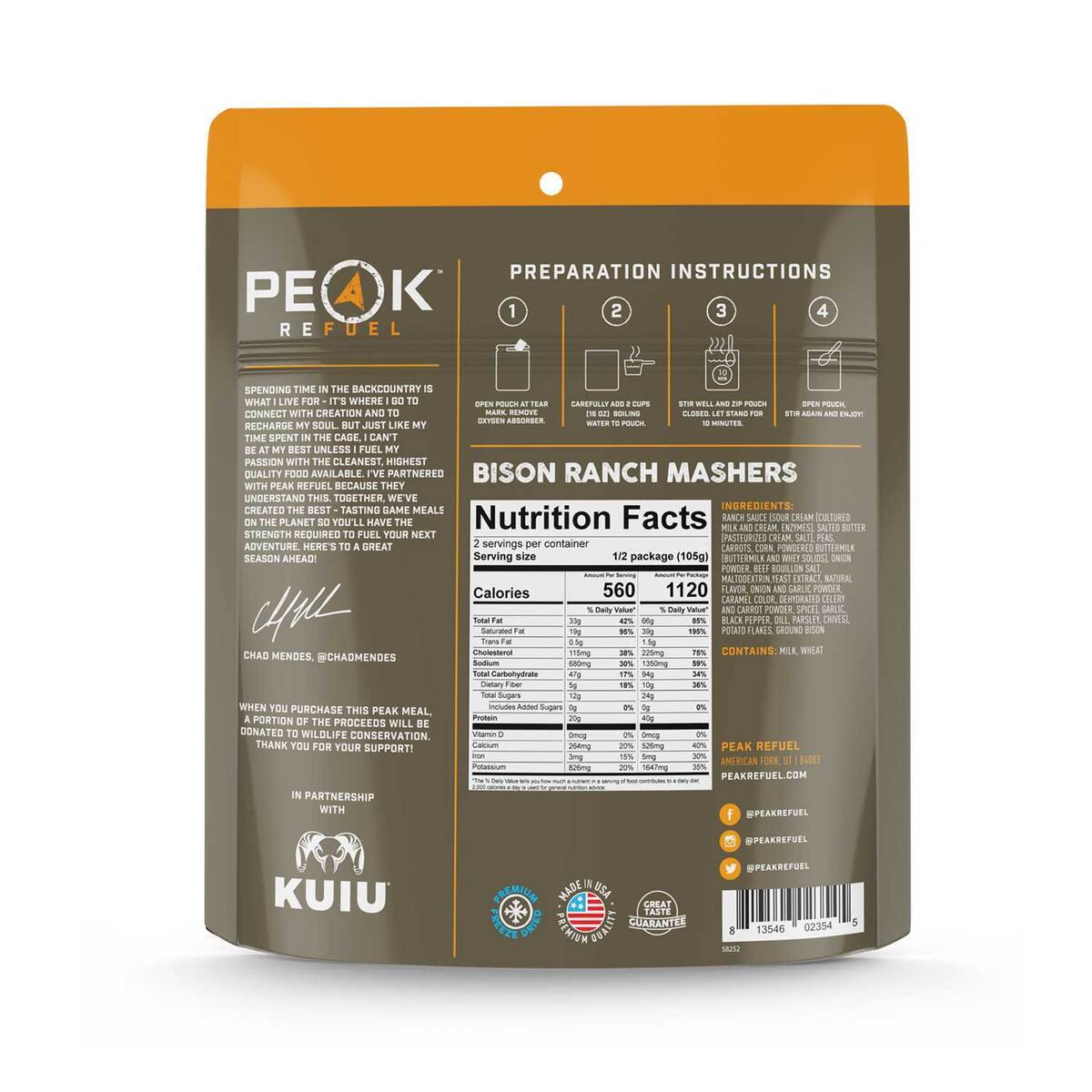 Peak Refuel Bison Ranch Mashers Peak Refuel Bison Ranch Mashers