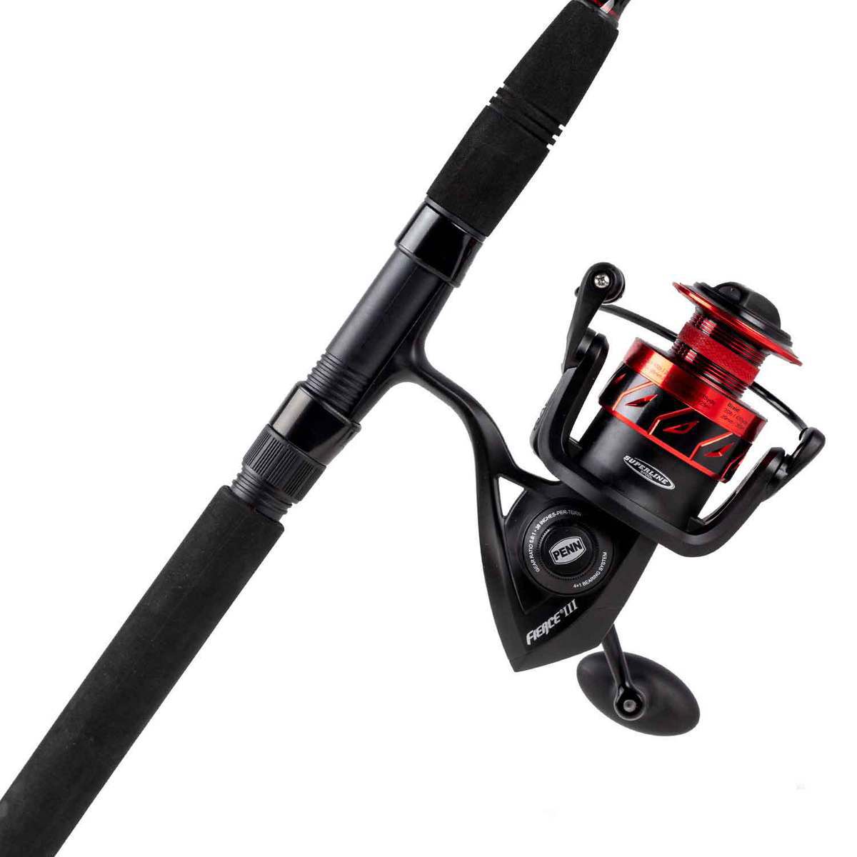 PENN Fierce III Saltwater Spinning Combo - 10ft, Heavy Power, 2pc - Black/Red 8000 PENN Fierce III Saltwater Spinning Combo - 10ft, Heavy Power, 2pc - Black/Red 8000
