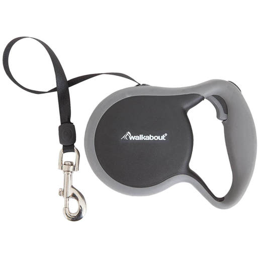 Petmate Walkabout Large Retractable Leash - Black - Black/Gray