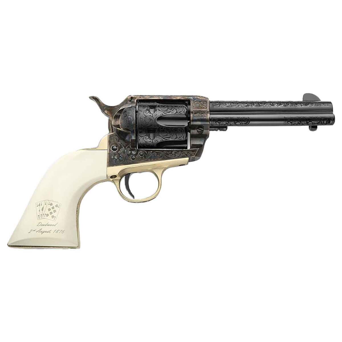 Pietta 1873 Great Western II Deadman's Hand 45 (Long) Colt 4.75in Blued Revolver - 6 Rounds Pietta 1873 Great Western II Deadman's Hand 45 (Long) Colt 4.75in Blued Revolver - 6 Rounds