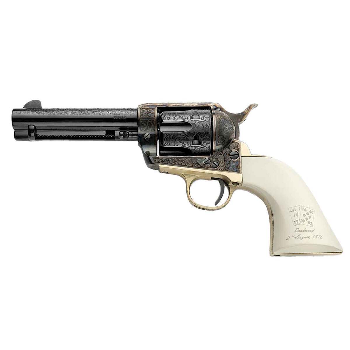 Pietta 1873 Great Western II Deadman's Hand 45 (Long) Colt 4.75in Blued Revolver - 6 Rounds Pietta 1873 Great Western II Deadman's Hand 45 (Long) Colt 4.75in Blued Revolver - 6 Rounds