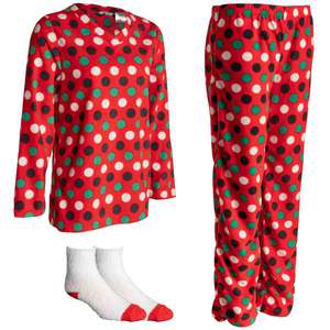 Pine Trails Women's Micro Fleece 3 Piece Pajama Set - Red - L