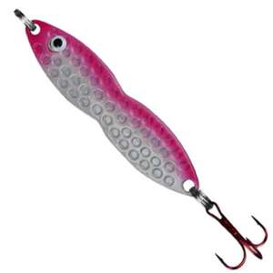 PK Lures Flutter Fish Ice Fishing Spoon - Pink Pearl Glow, 1/4oz, 2-1/8in