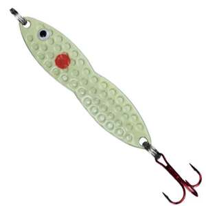 PK Lures Flutter Fish Ice Fishing Spoon - Red Dot Glow, 1/2oz, 2-1/2in