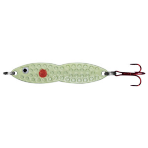 PK Lures Flutter Fish Ice Fishing Spoon - Red Dot Glow, 1/8oz, 1-1/4in