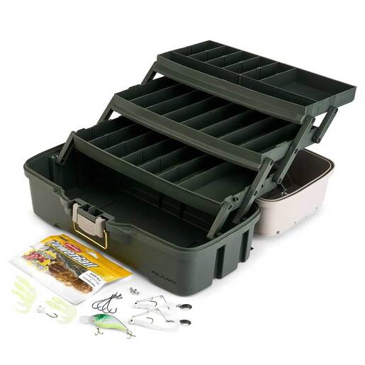 Plano Bass Kit Three Tray Tackle Box - Tan/Green 3 Tray